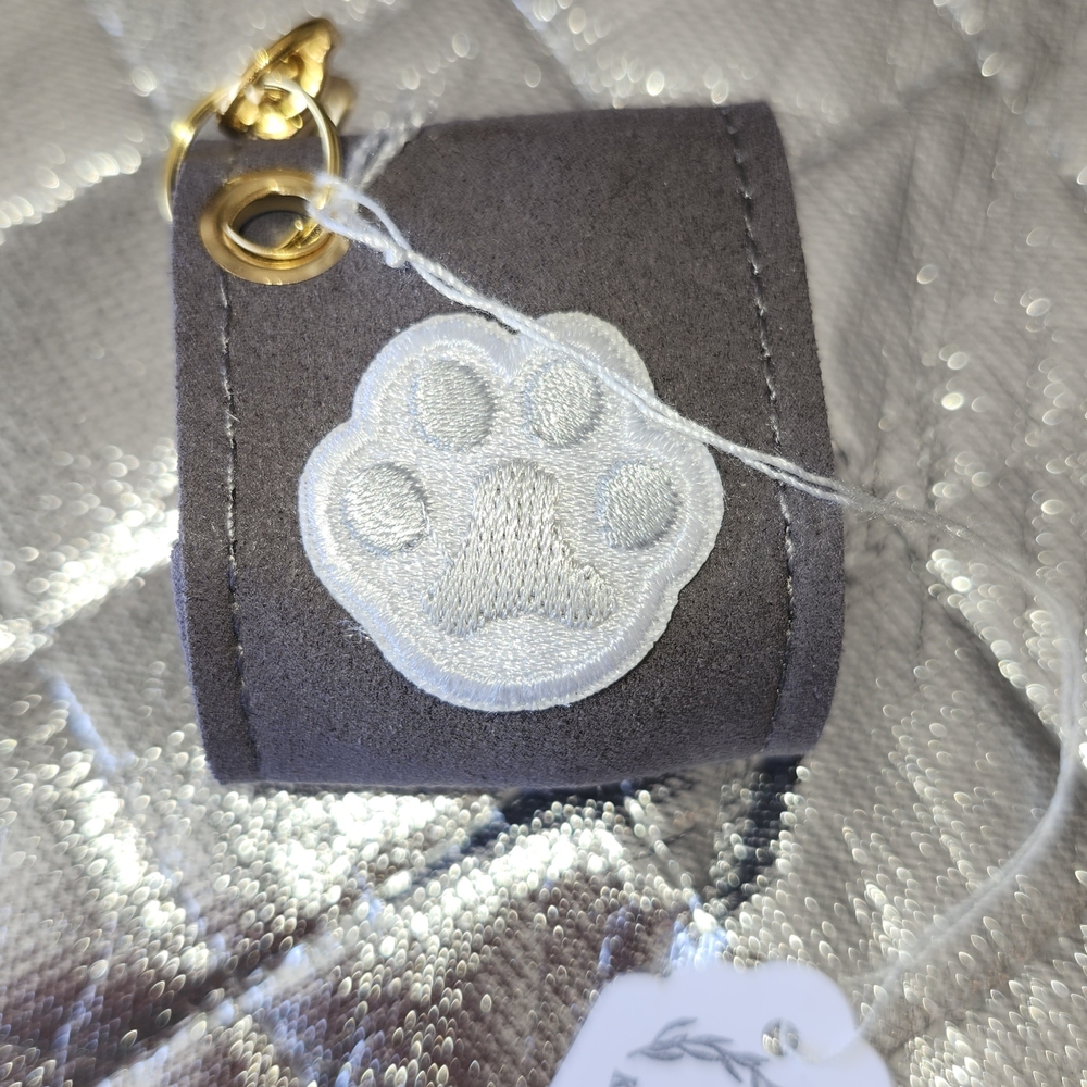 Hand Crafted Gray Dog Paw Poopie Bag Holder Key Chain Accessory